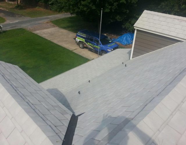 close up of new slate roof on residential home